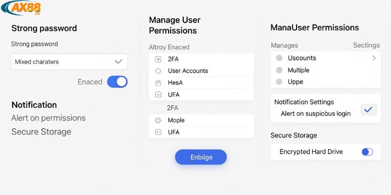 Giao diện thiết lập bảo mật trên ứng dụng AX88 App