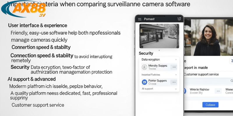 Các tiêu chí để so sánh phần mềm AX88 với các dòng camera khác